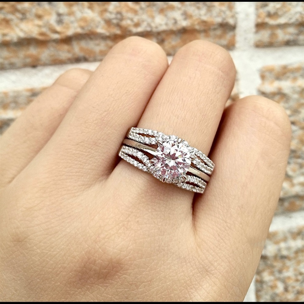 2ct Lab Simulated Diamond Ring Set - image 3